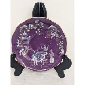Royal Albert  ORIENTAL  Bone China Replacement Saucer Purple Plum Burgundy RARE